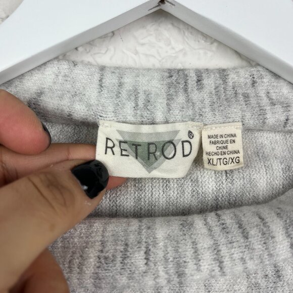 Retrod Sweater Womens XL Gray White Oversized Pullover Crewneck Casual - Picture 3 of 9